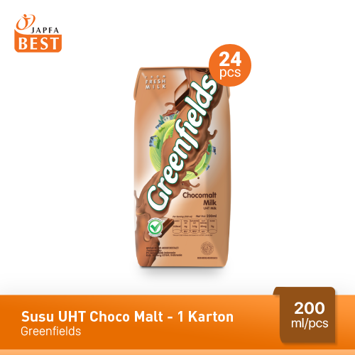 Susu UHT Choco Malt Greenfields 200 ml - Isi 24 pcs