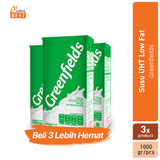 Susu Greenfields UHT Low Fat 1 L - Paket isi 3 Pcs