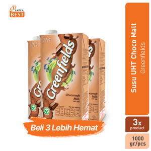 Susu Greenfields UHT Choco Malt 1 L - Paket isi 3 Pcs
