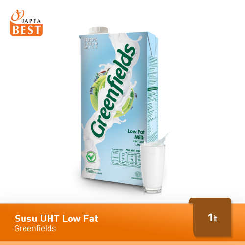 Susu UHT Low Fat Greenfields 1 L