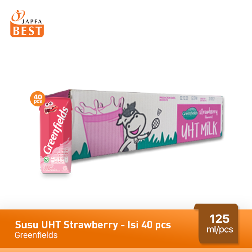 Susu UHT Strawberry Greenfields 125 ml - Isi 40 pcs