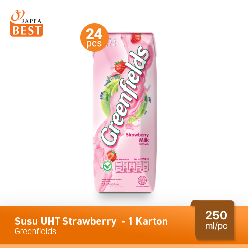 Susu Greenfields UHT Strawberry 250 ml - Isi 24 pcs